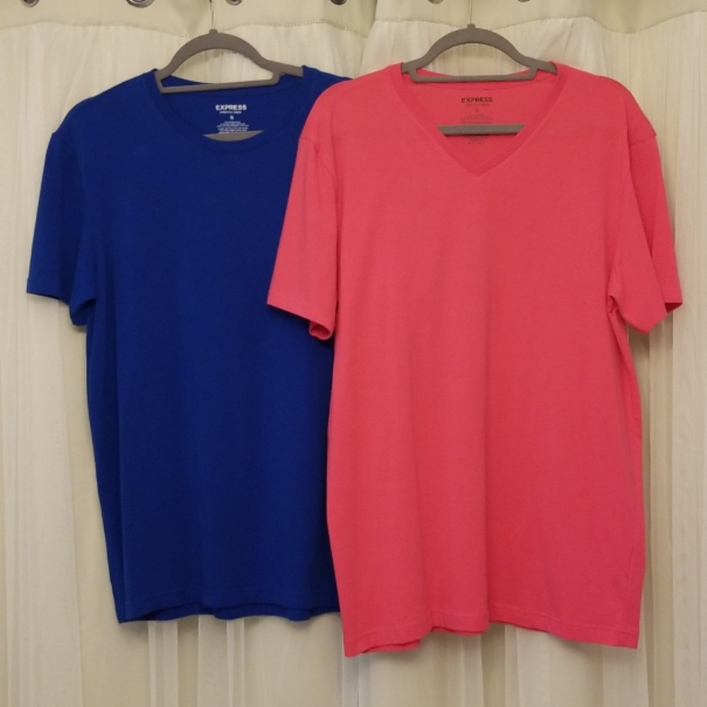 Express Mens Blue Pink Tee Shirt Tops Size XL